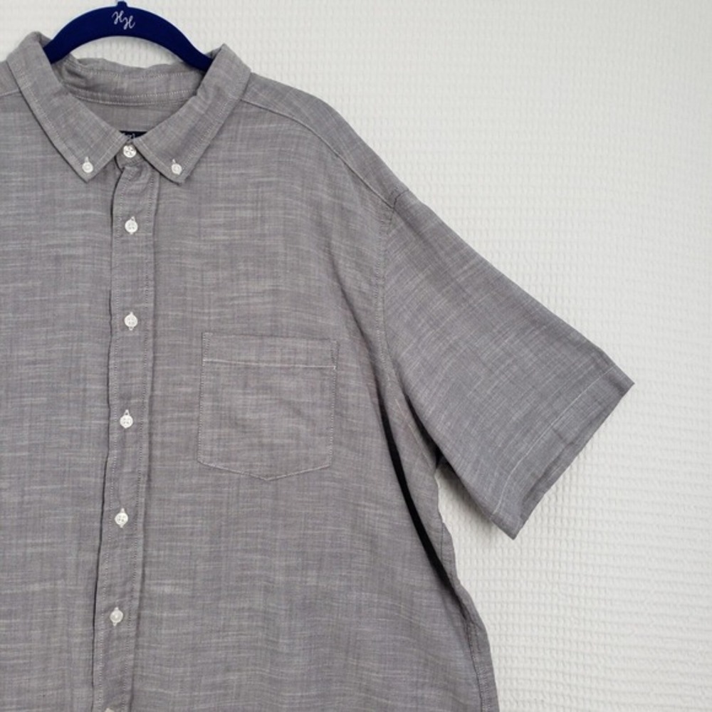 George Button Down Shirt Mens 2XL 50-52 Grey Classic Fit Short Sleeve Casual Dad - Picture 12 of 16